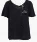 Women T-Shirts - Tops Chain.Ring Black Cotton Guess