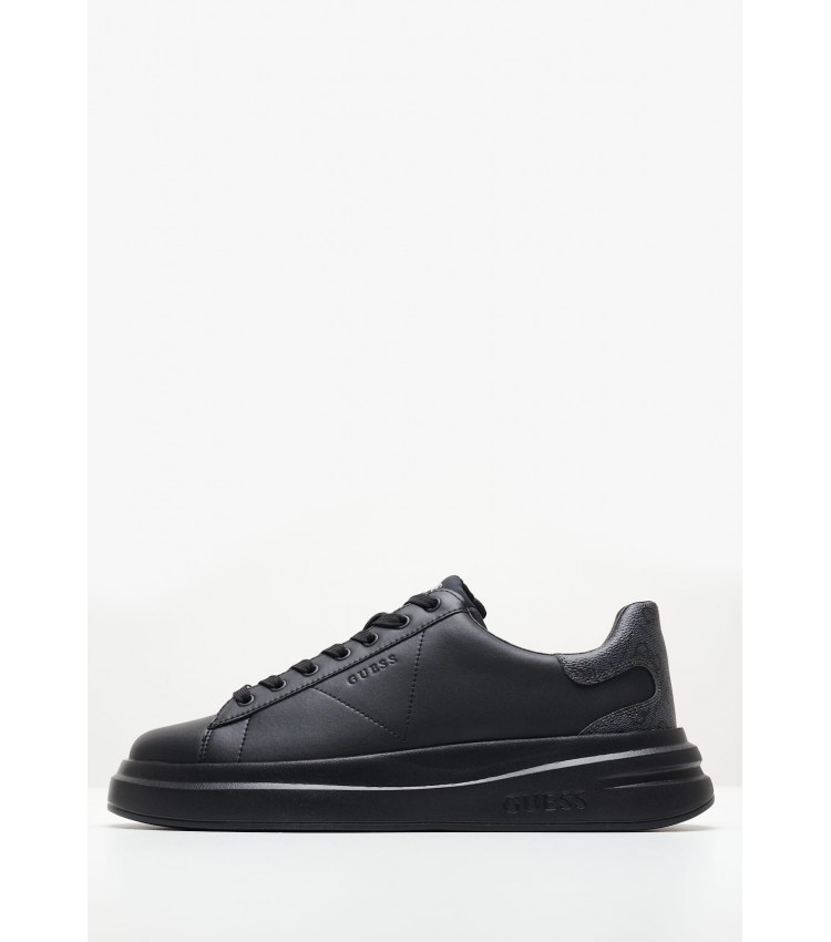 Men Casual Shoes Elba.B Black Leather Guess