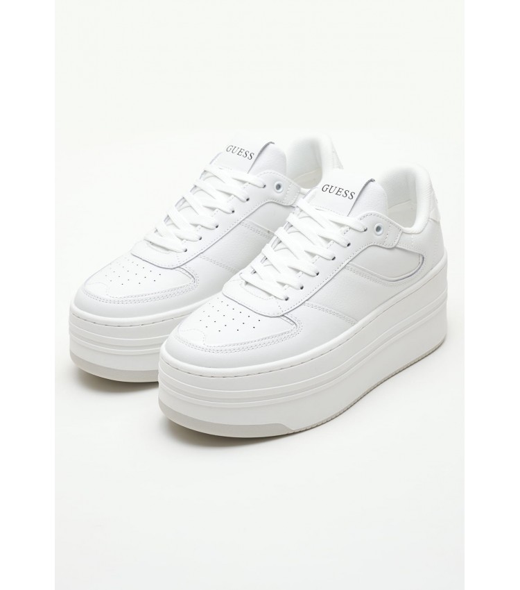 Women Casual Shoes Lulli White Leather Guess