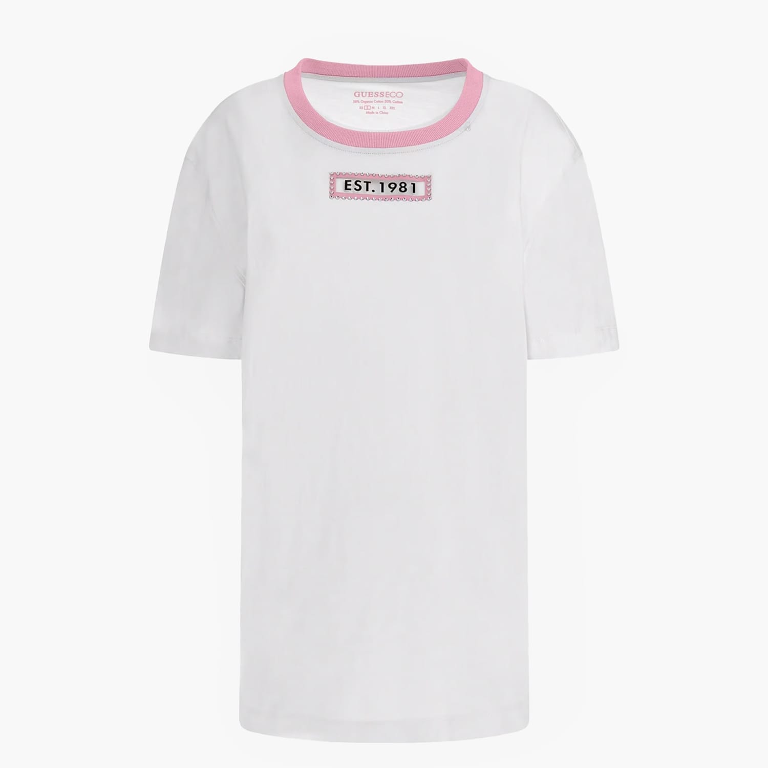 Women T-Shirts - Tops Mesh.Triangle White Cotton Guess Women T-Shirts - Tops Mesh.Triangle White Cotton Guess