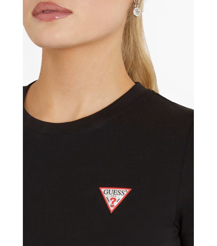 Γυναικείες Μπλούζες - Τοπ Mini.Triangle Μαύρο Βαμβάκι Guess