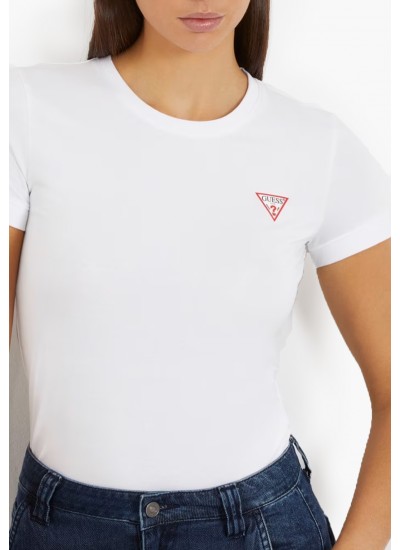Γυναικείες Μπλούζες - Τοπ Boxy.Triangle Μαύρο Βαμβάκι Guess