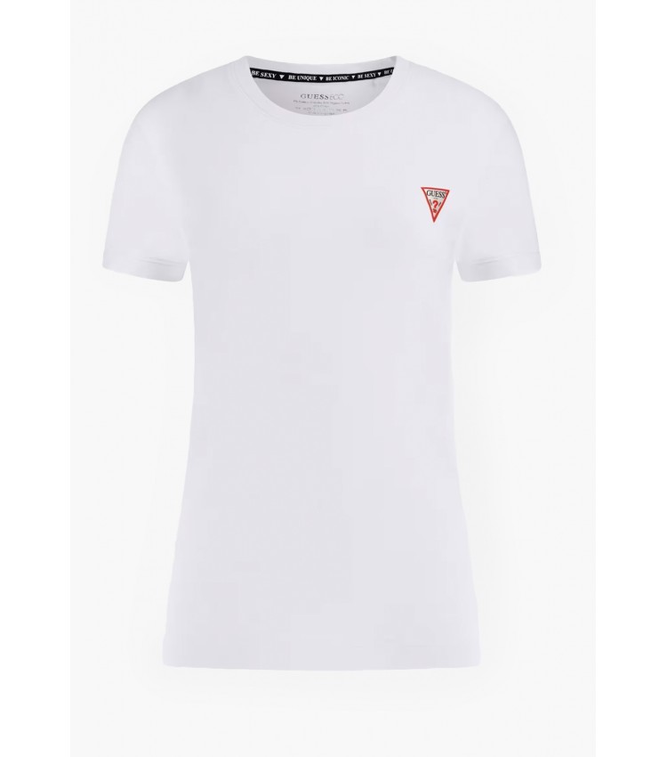 Γυναικείες Μπλούζες - Τοπ Mini.Triangle Άσπρο Βαμβάκι Guess