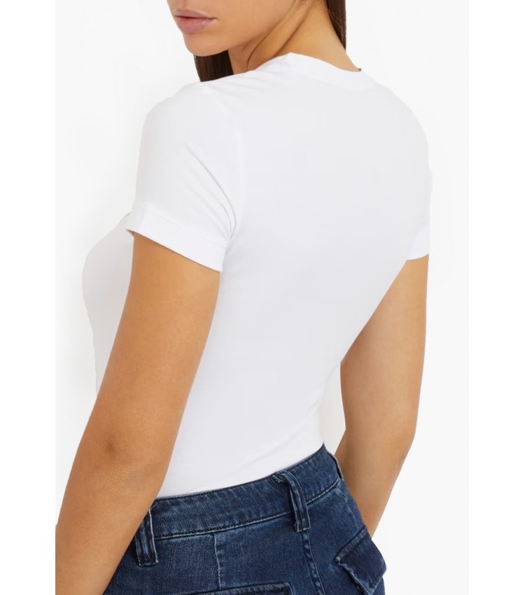 Γυναικείες Μπλούζες - Τοπ Mini.Triangle Άσπρο Βαμβάκι Guess