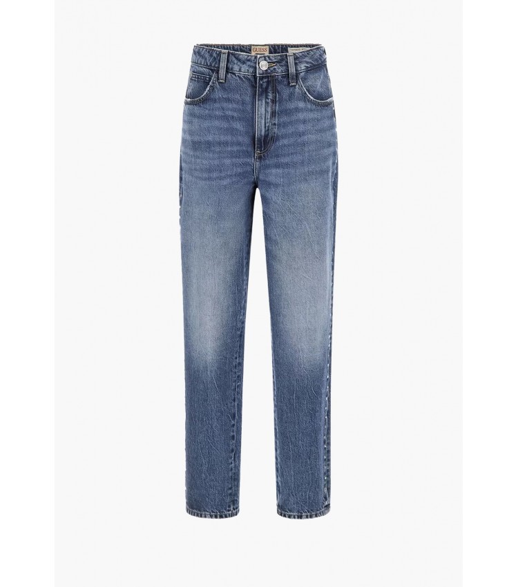 Women Trousers Moms.Jean Blue Cotton Guess