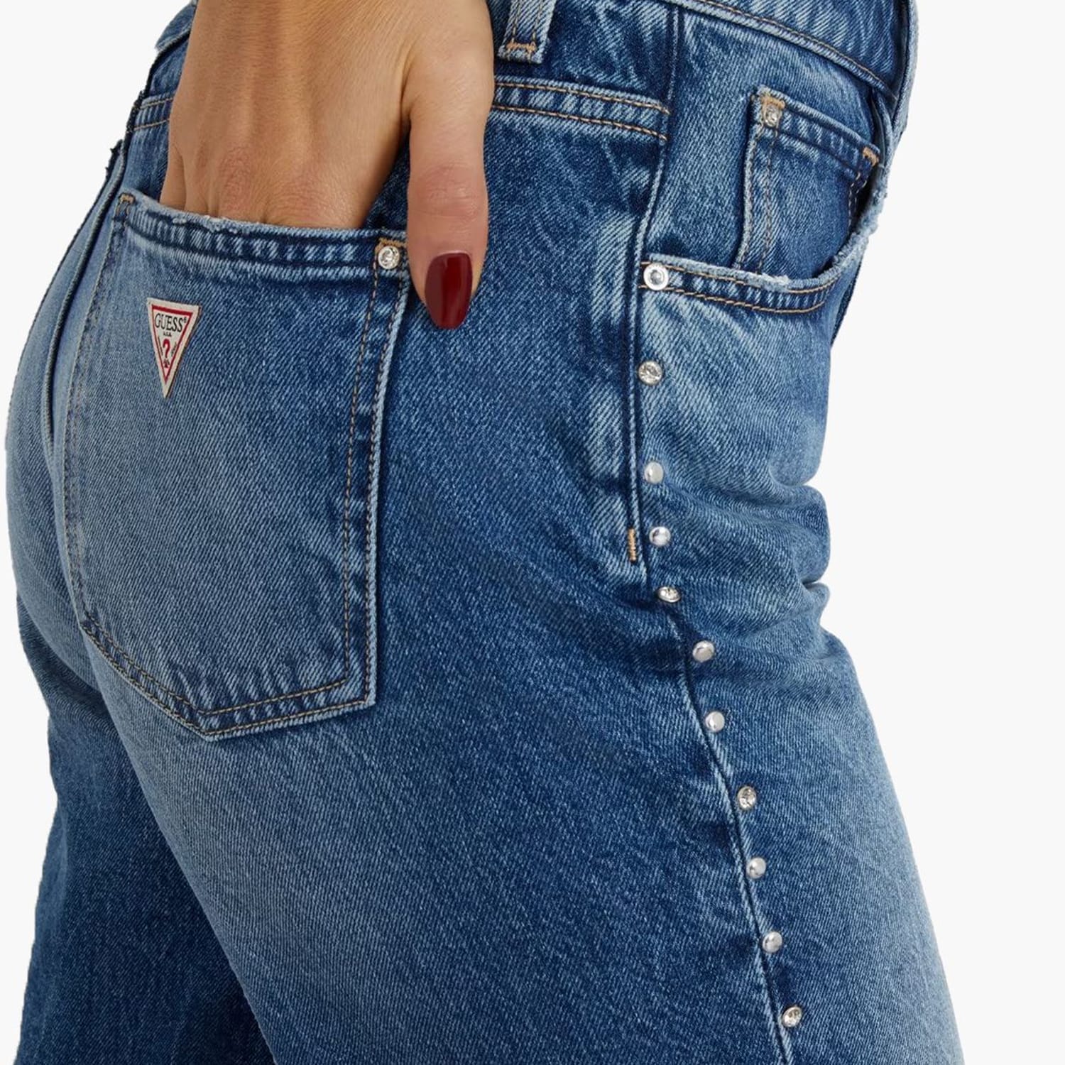 Γυναικεία Παντελόνια Moms.Jean Μπλε Βαμβάκι Guess Γυναικεία Παντελόνια Moms.Jean Μπλε Βαμβάκι Guess
