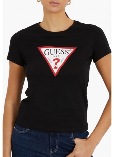 Γυναικείες Μπλούζες - Τοπ Origi.24 Μαύρο Βαμβάκι Guess
