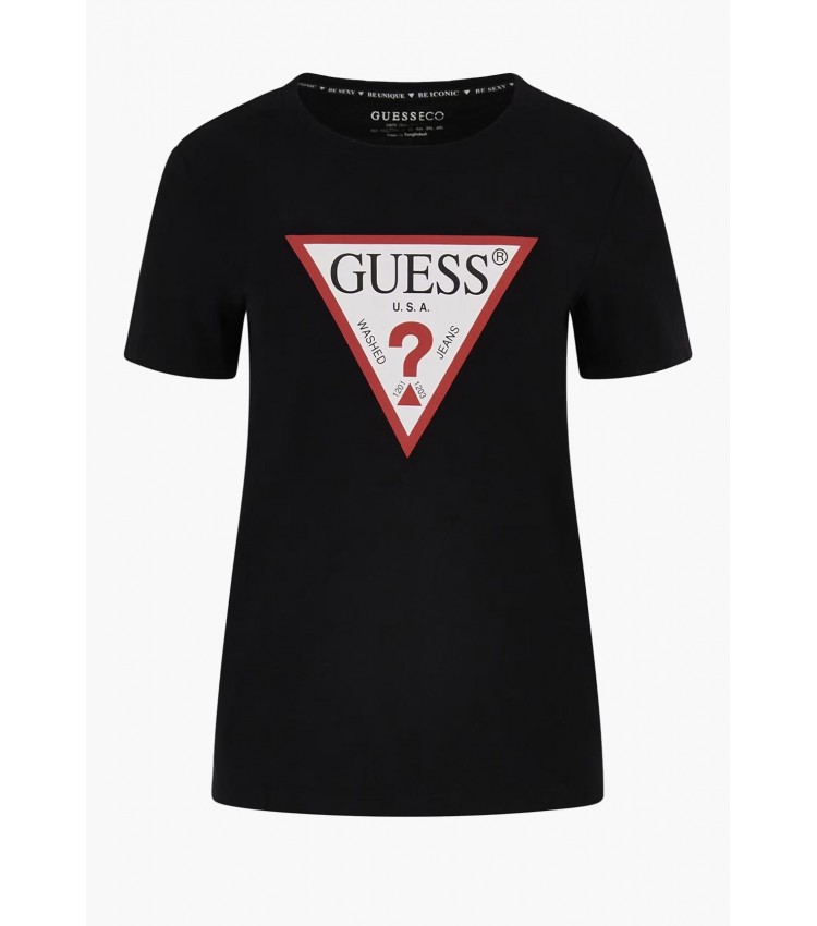 Women T-Shirts - Tops Origi.24 Black Cotton Guess