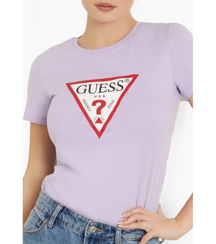 Women T-Shirts - Tops Origi.24 Purple Cotton Guess