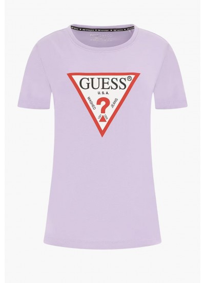 Γυναικείες Μπλούζες - Τοπ Boxy.Triangle Άσπρο Βαμβάκι Guess