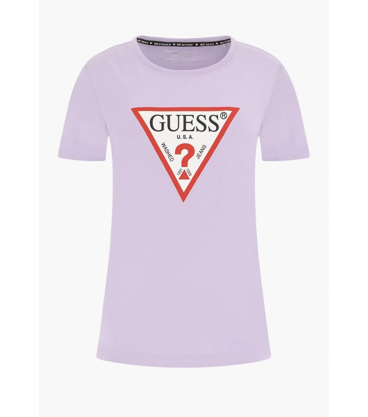 Women T-Shirts - Tops Origi.24 Purple Cotton Guess