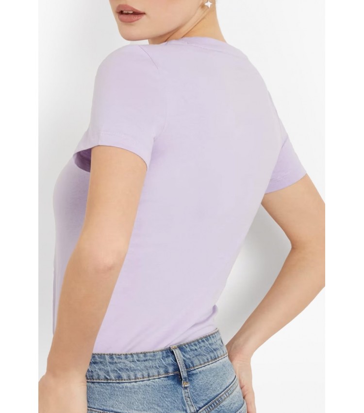 Women T-Shirts - Tops Origi.24 Purple Cotton Guess