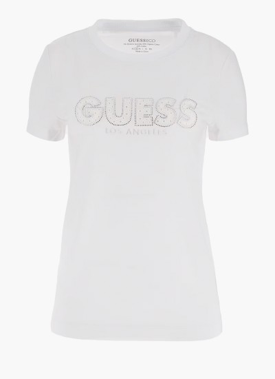 Γυναικείες Μπλούζες - Τοπ Gold.4G Μαύρο Βαμβάκι Guess