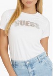Γυναικείες Μπλούζες - Τοπ Sequins.Tee Άσπρο Βαμβάκι Guess
