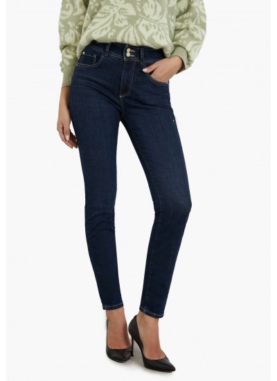 Women Trousers Shapeup.24 DarkBlue Cotton Guess