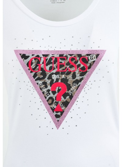 Γυναικείες Μπλούζες - Τοπ Spring.Triangle Άσπρο Βαμβάκι Guess