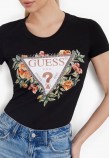 Γυναικείες Μπλούζες - Τοπ Triangle.Flowers Μαύρο Βαμβάκι Guess