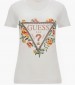 Women T-Shirts - Tops Triangle.Flowers White Cotton Guess