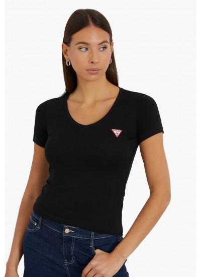 Women T-Shirts - Tops V.Mini Black Cotton Guess