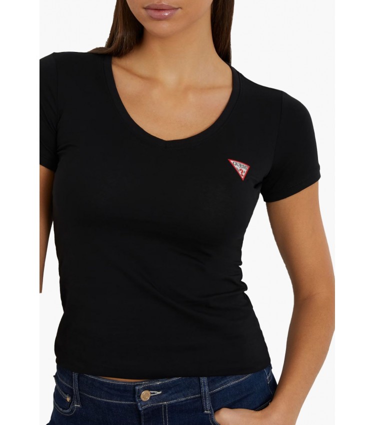 Γυναικείες Μπλούζες - Τοπ V.Mini Μαύρο Βαμβάκι Guess