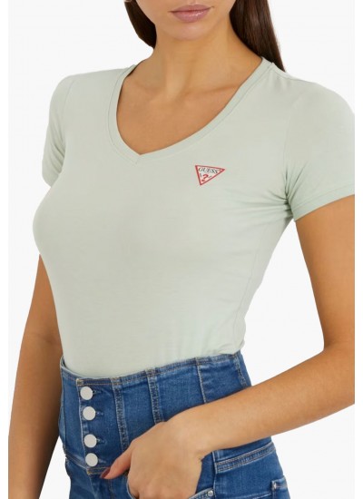 Women T-Shirts - Tops Origi.24 Green Cotton Guess