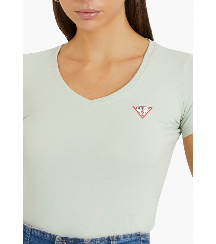 Women T-Shirts - Tops V.Mini Green Cotton Guess