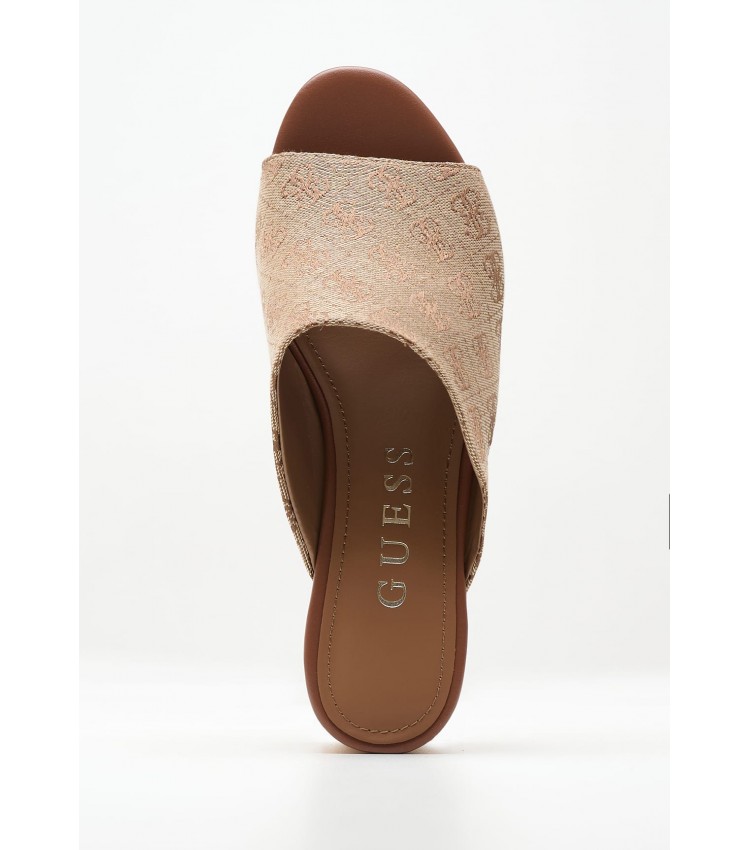 Women Mules Yaki3 Beige Fabric Guess