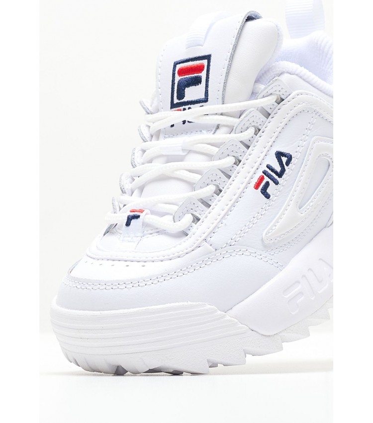 Kids Casual Shoes Disruptor.Kds White Leather Fila