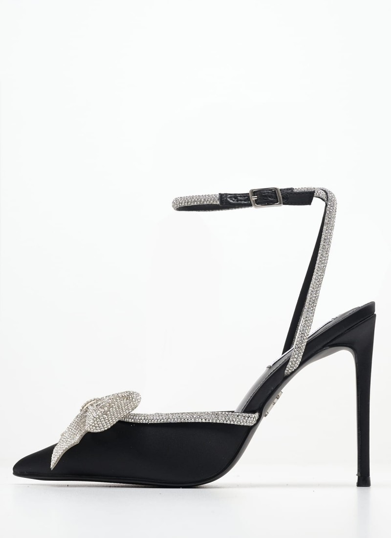 Women Pumps Peeptoes High Vamonos Black Fabric mortoglou.gr eshop