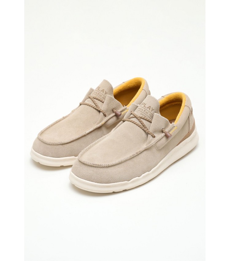 Men Moccasins Alcyon.Dessert Taupe Buckskin Replay