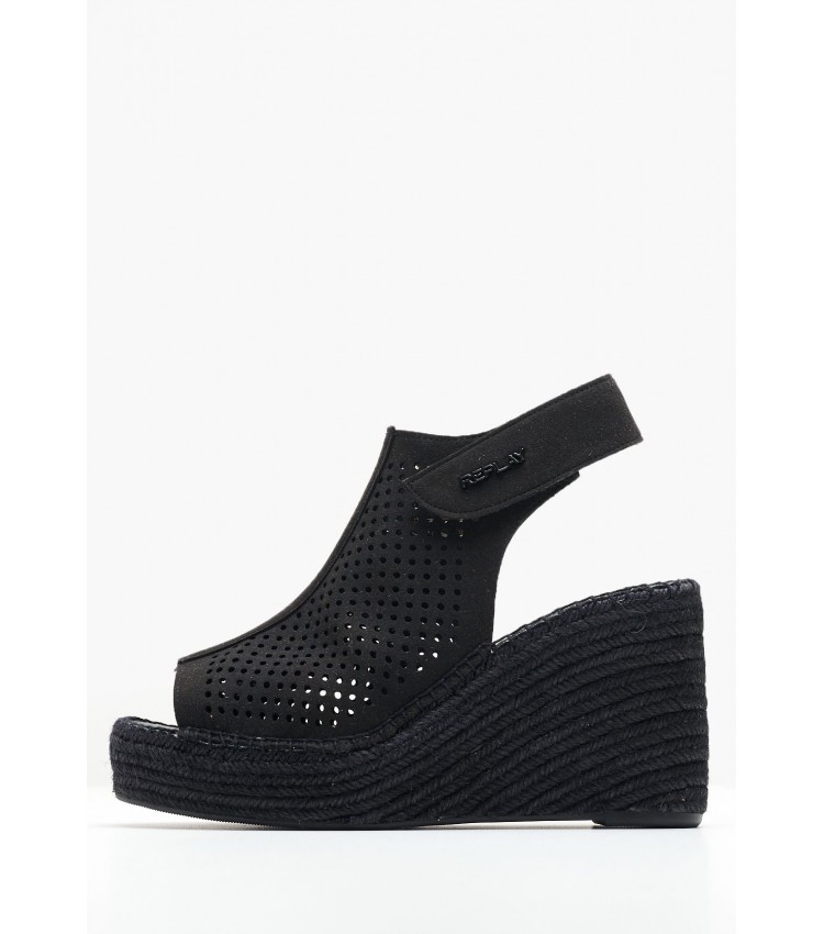 Women Platforms High Jess.Perf Black Fabric Replay