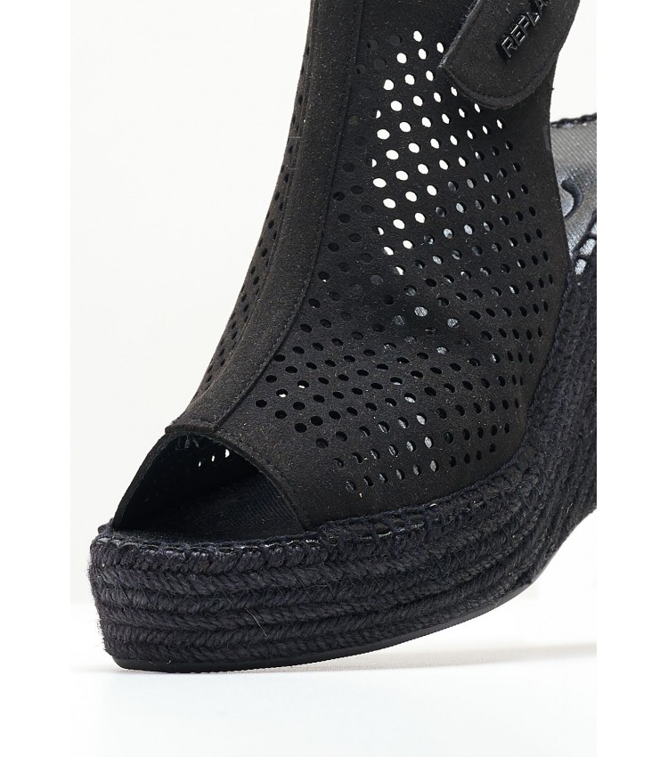 Women Platforms High Jess.Perf Black Fabric Replay