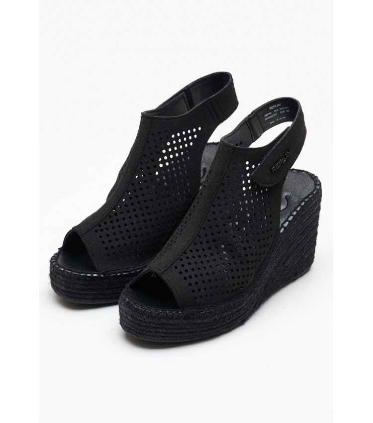 Women Platforms High Jess.Perf Black Fabric Replay