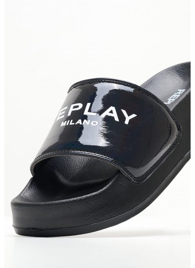 Women Flip Flops & Sandals Lotty.Iride Black ECOleather Replay