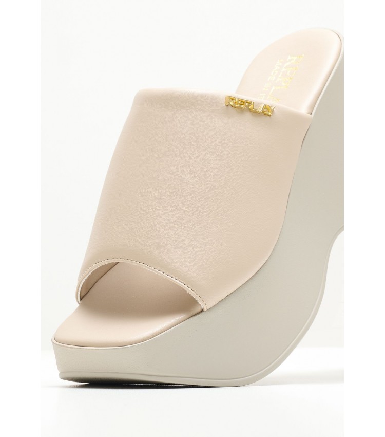 Women Mules Malva.Block Beige ECOleather Replay