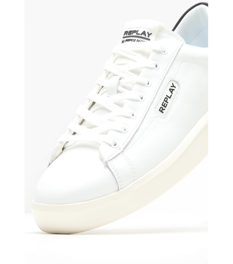 Ανδρικά Παπούτσια Casual Polys1981 Άσπρο Δέρμα Replay