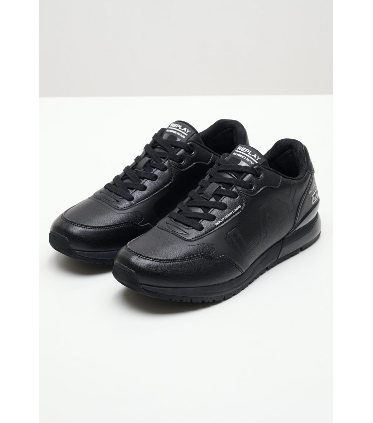 Men Casual Shoes Shoot.Block Black ECOleather Replay