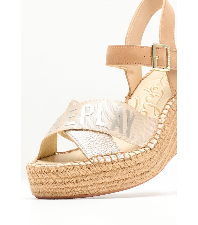 Women Platforms Low Susan.Cross Gold ECOleather Replay