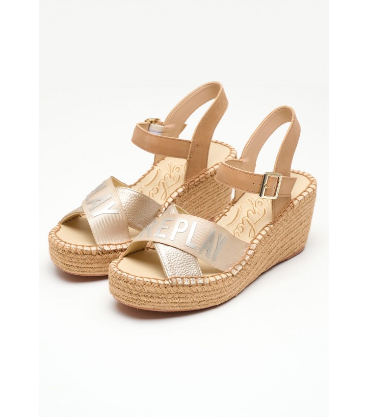 Women Platforms Low Susan.Cross Gold ECOleather Replay