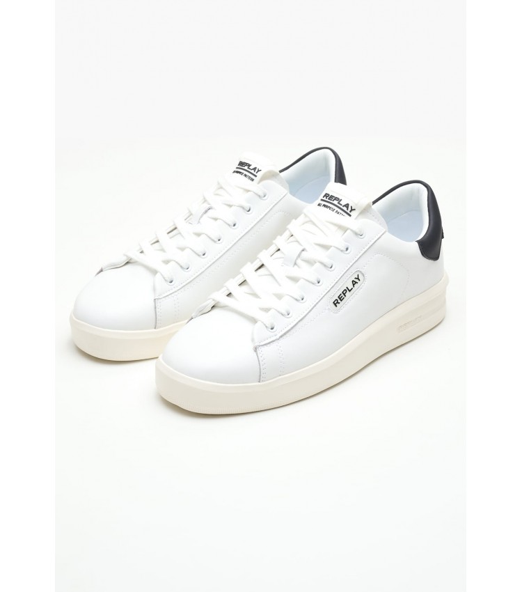 Men Casual Shoes University.Prime White Leather Replay