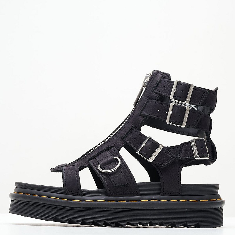 Women Platforms Low Olson Black Nubuck Leather Dr. Martens