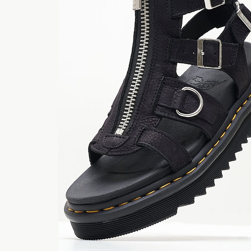 Women Platforms Low Olson Black Nubuck Leather Dr. Martens