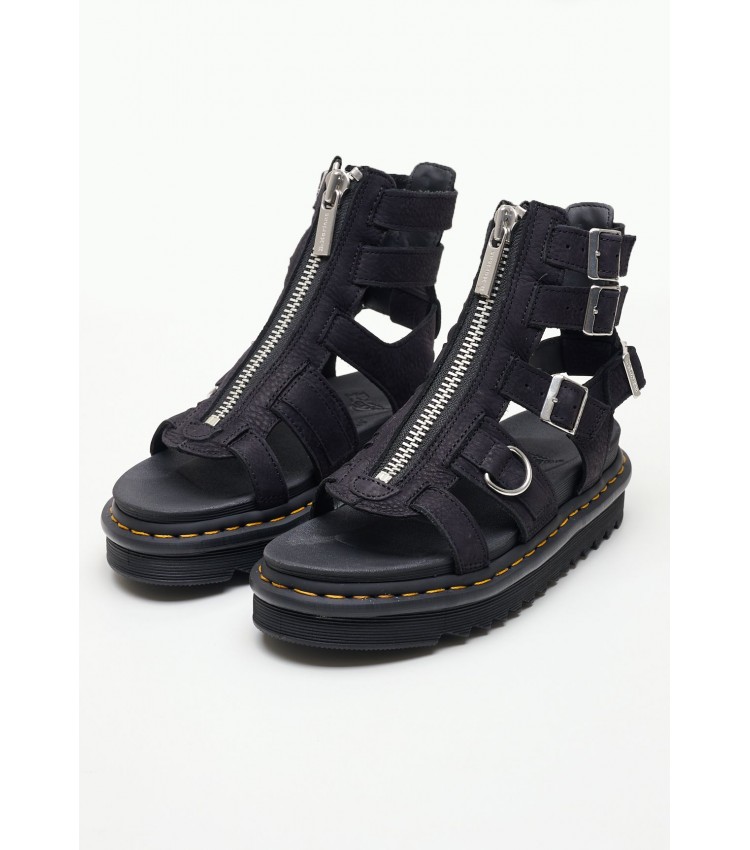 Women Platforms Low Olson Black Nubuck Leather Dr. Martens