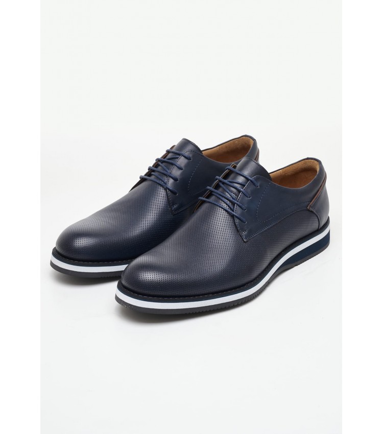 Men Shoes 49204 Blue Leather