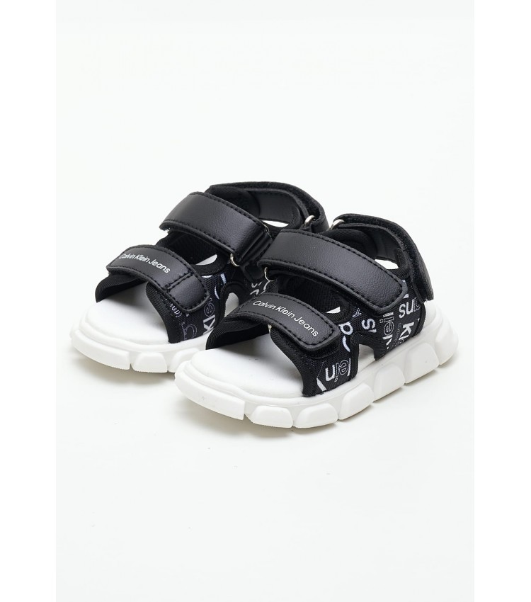 Kids Flip Flops & Sandals Aop.Sandal Black ECOleather Calvin Klein