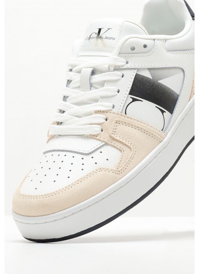 Γυναικεία Παπούτσια Casual Basket.Nbs Άσπρο Δέρμα Calvin Klein