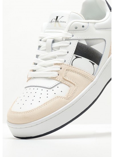 Women Casual Shoes Basket.Nbs White Leather Calvin Klein