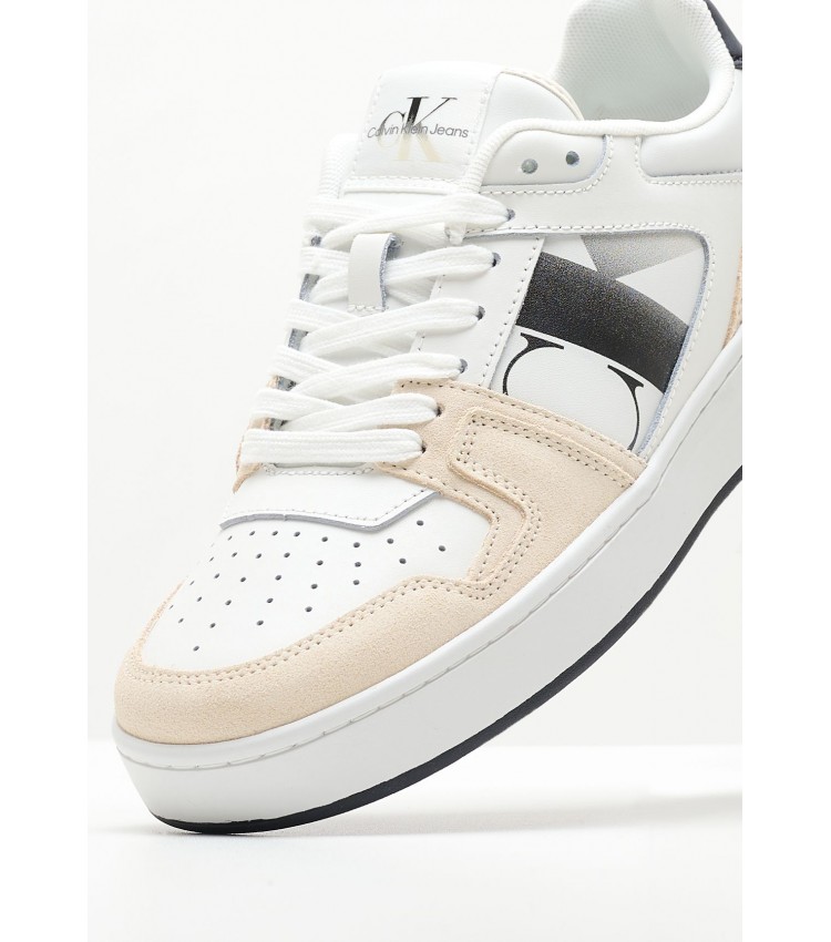 Women Casual Shoes Basket.Nbs White Leather Calvin Klein