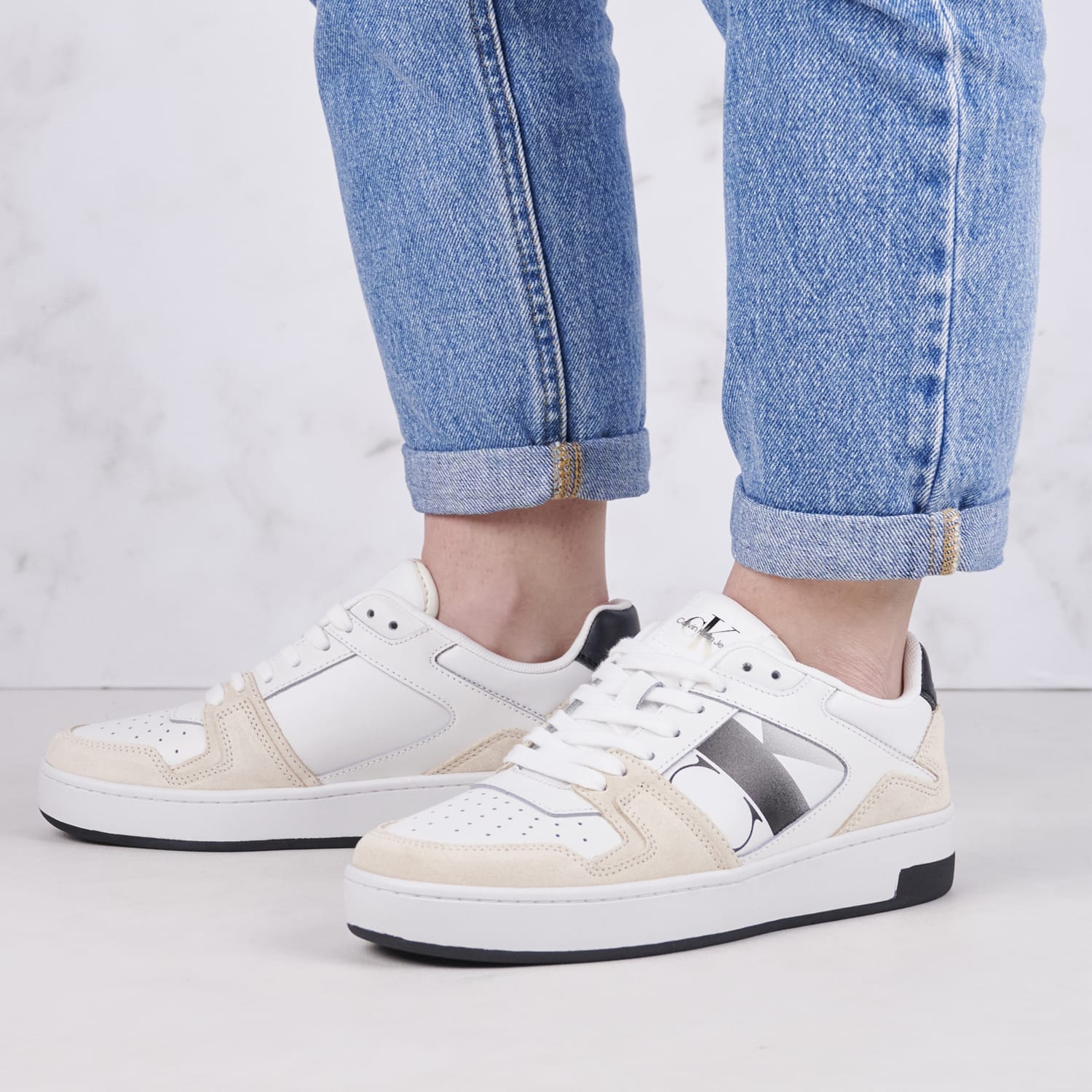 Γυναικεία Παπούτσια Casual Basket.Nbs Άσπρο Δέρμα Calvin Klein Γυναικεία Παπούτσια Casual Basket.Nbs Άσπρο Δέρμα Calvin Klein