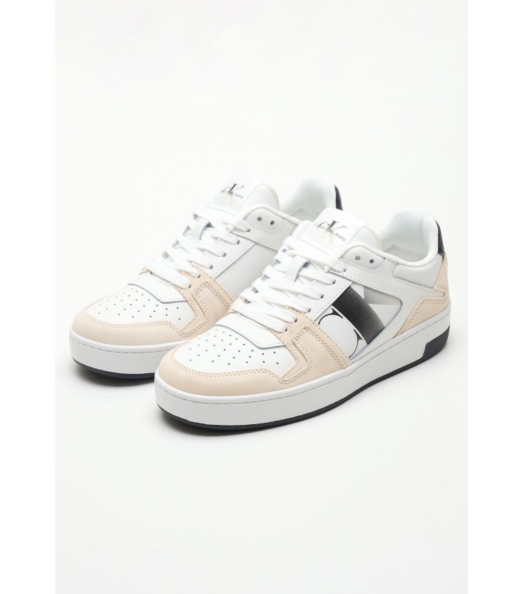 Women Casual Shoes Basket.Nbs White Leather Calvin Klein